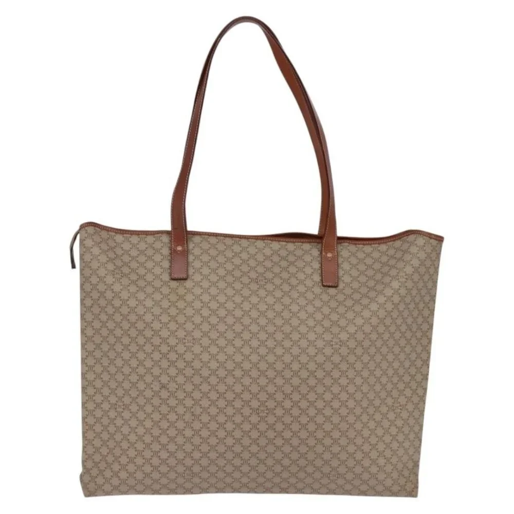 Authentic CELINE Macadam Canvas Shoulder Bag PVC Beige Gold - Picture 9 of 16